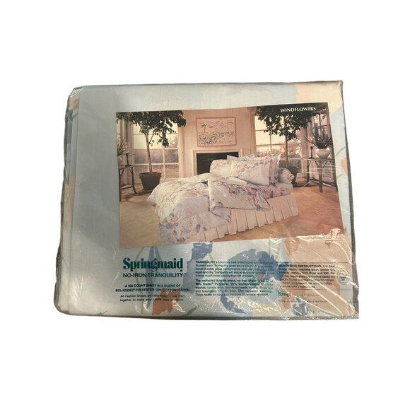 Springmaid No-Iron Tranquility King Flat Sheet 108" x 102" Windflowers Pattern 8 - Picture 4 of 5